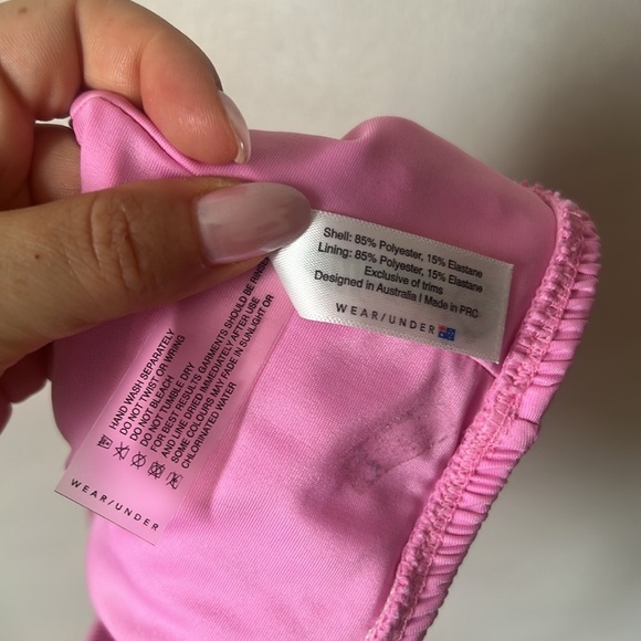 Mosmann Australia Havana Ribbed / Smocked Bikini, barbie pink , sz L - Picture 6 of 11